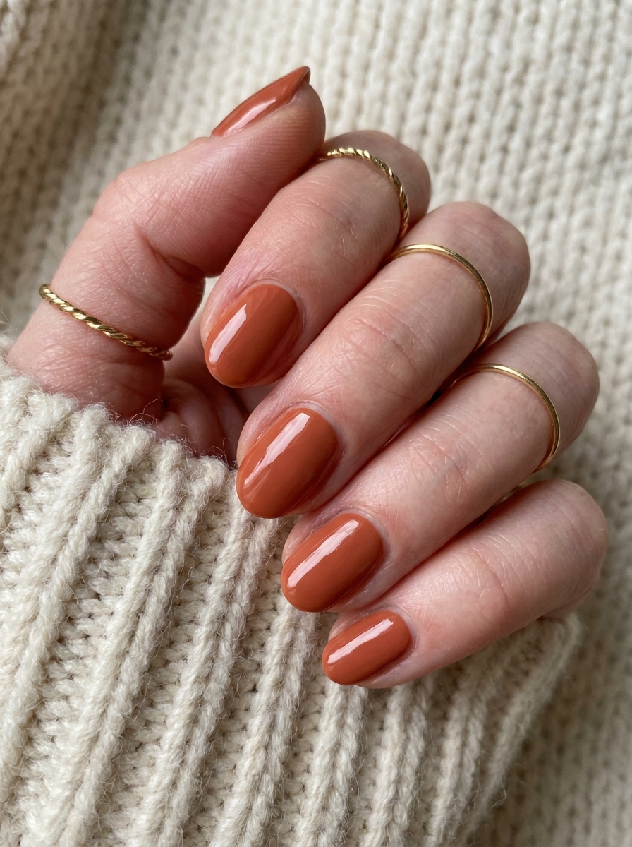 Rust Orange Herbstnägel als Nägel Inspiration Herbst 2026